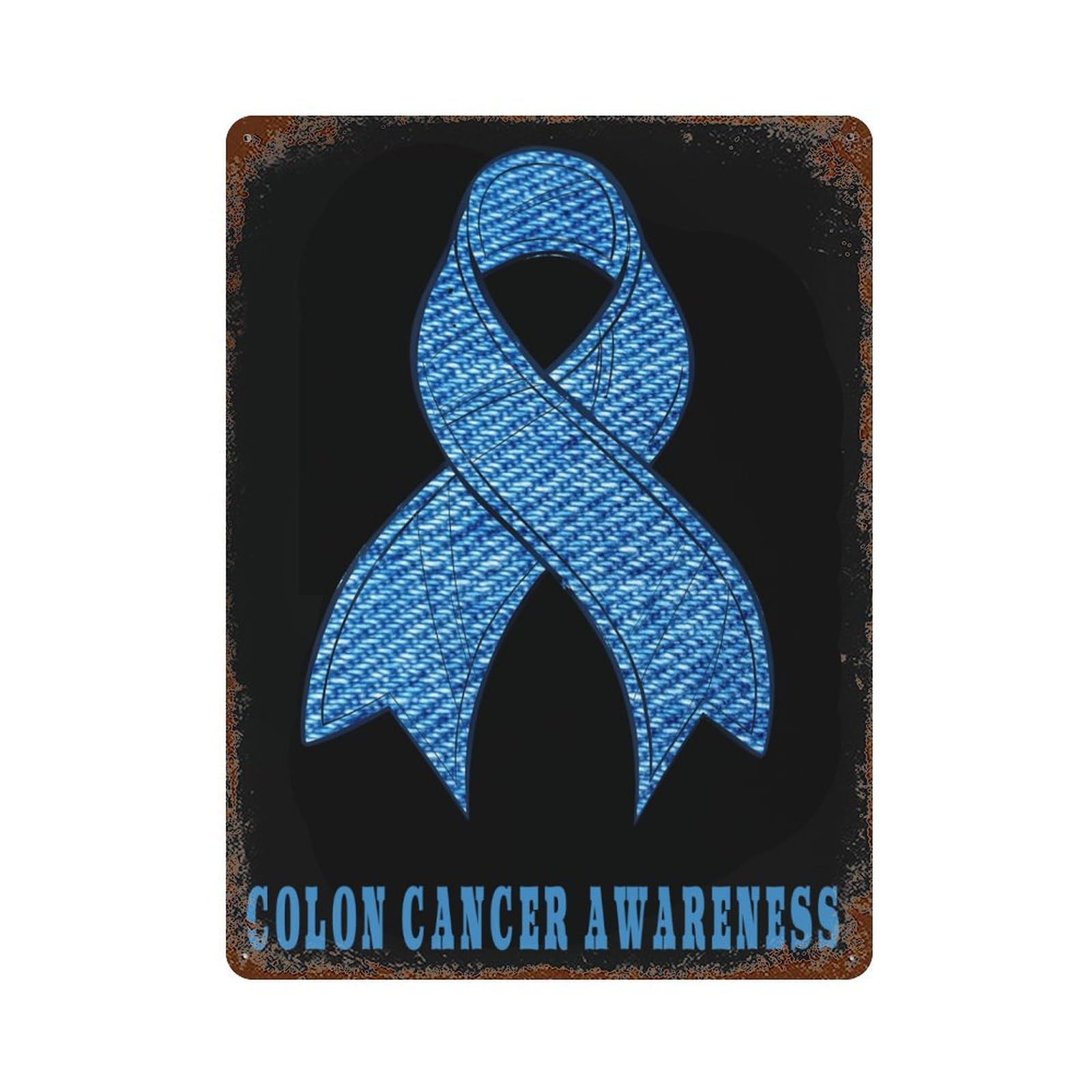 KWQDOZF Colon Cancer Awareness 1 Theme Metal Tin Sign,Vintage Iron Hanging Plate Vertical with Rust Poster Wall Decor 12x16inch