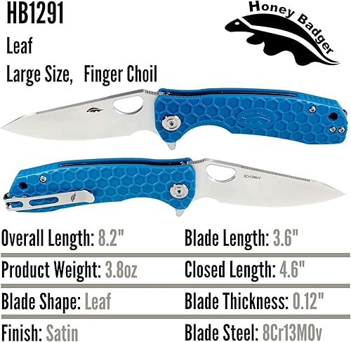 Miniatura 3 de HB1291 Cuchillo de bolsillo de hoja de tejón de miel de 3.63 pulgadas hoja de acero inoxidable ligero 3.8 oz plegable utilidad EDC bolsillo profundo