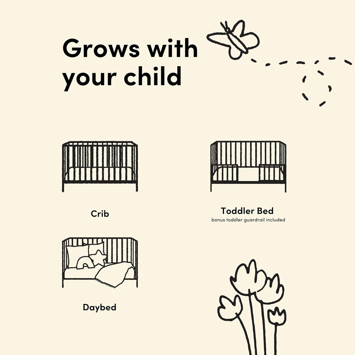 Storkcraft Sicily 3-in-1 Convertible Crib with Toddler Rail Included (Frosted Oat & Driftwood) – GREENGUARD Gold Certified, 100% Solid Wood, Converts to Toddler Bed, Fits Standard Crib Mattress - Image 5