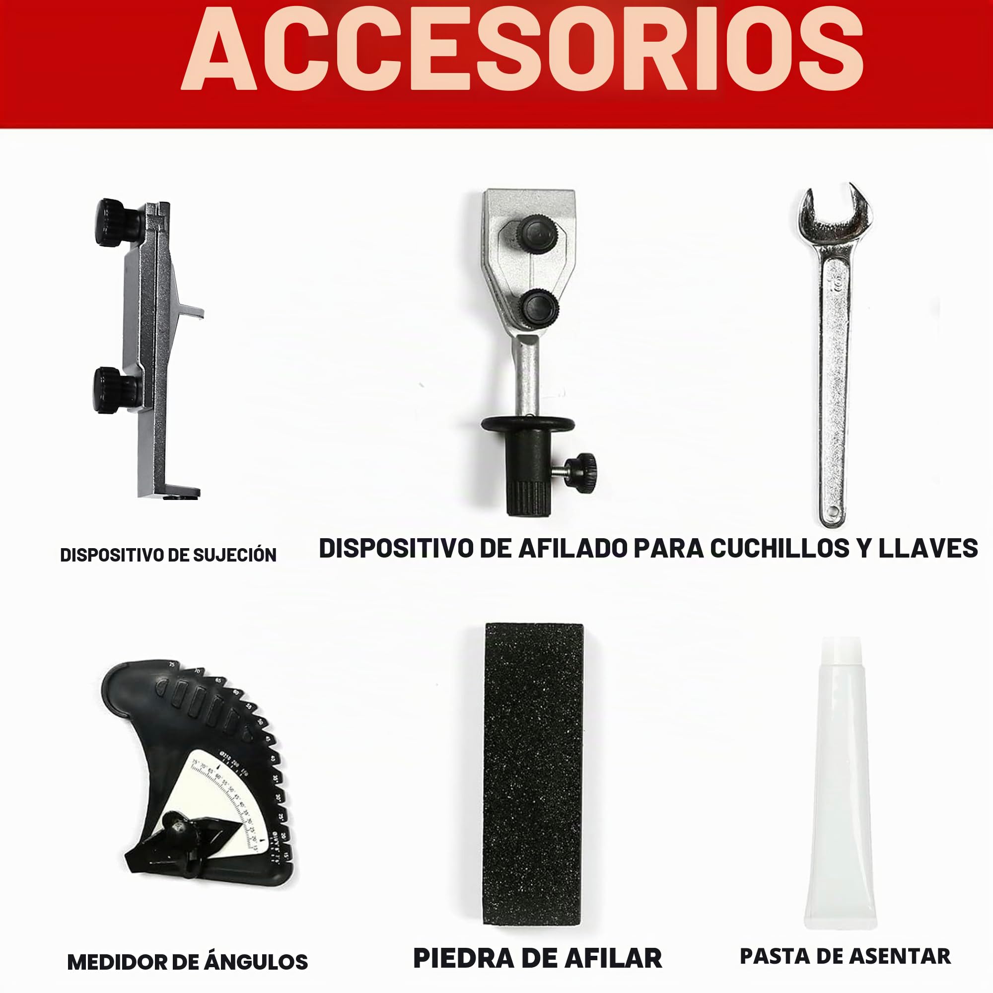 BUCKTOOL Afilador de velocidad variable de 250 mm, 90-160 rpm, sistema de afilado húmedo y seco de grano 220 refrigerado por agua en dos direcciones