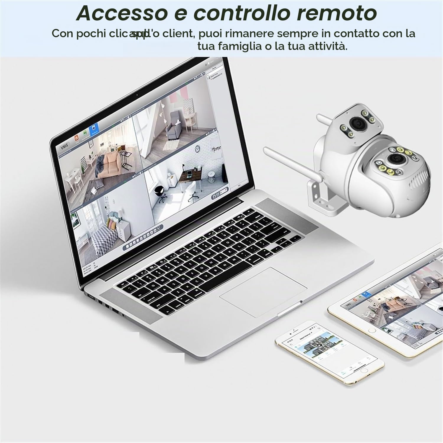 TELECAMERA IP CAM PTZ WIFI DOPPIA LENTE CAMERA DOME WIRELESS ESTERNO SPEED ZOOM CON APPLICAZIONE ICSEE PER AMBIENTI INTERNO ED ESTERNI