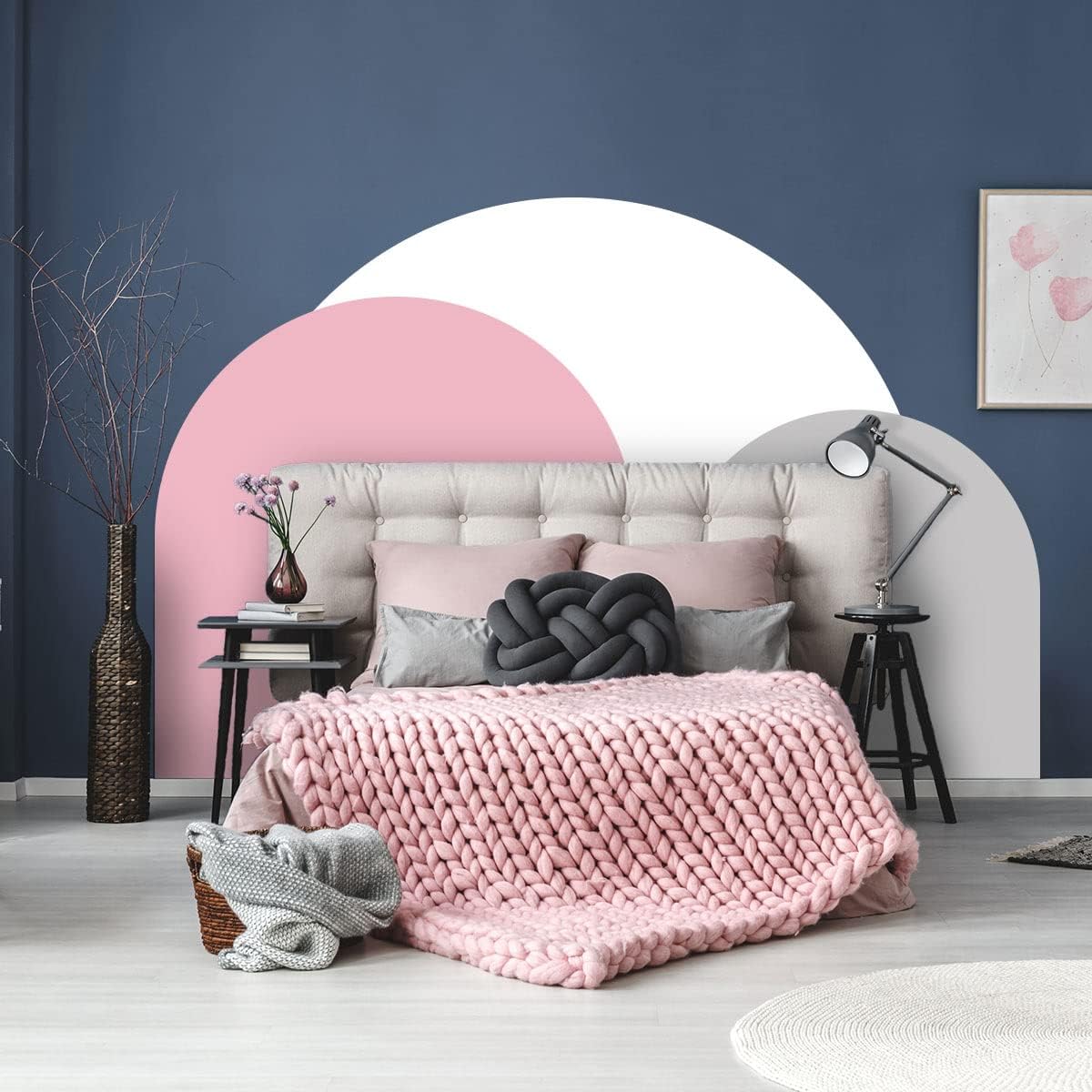 Ambiance Sticker Wall Sticker Bed Headboard Arch Stickers | Large Half Circle Wallpaper for Living Room and Bedroom Decoration | Length 200 x Height 150 cm – Gold