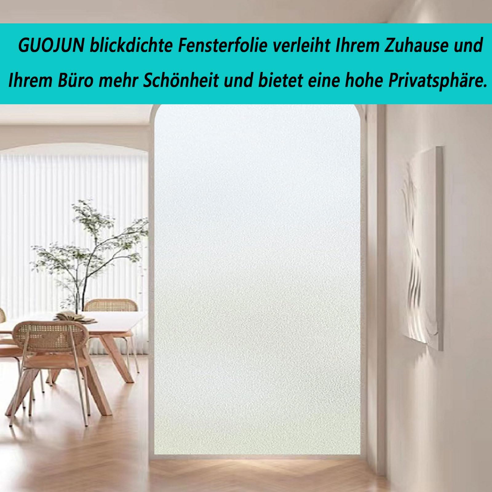 Film Electrostatique Vitre 90 x 440 cm Bon Intimité Opaque Anti UV Dépoli Film Fenêtre Statique Depoli, pour Vitre Protection Intimité pour Chambre, Bureau, Cuisine, Mat Pur