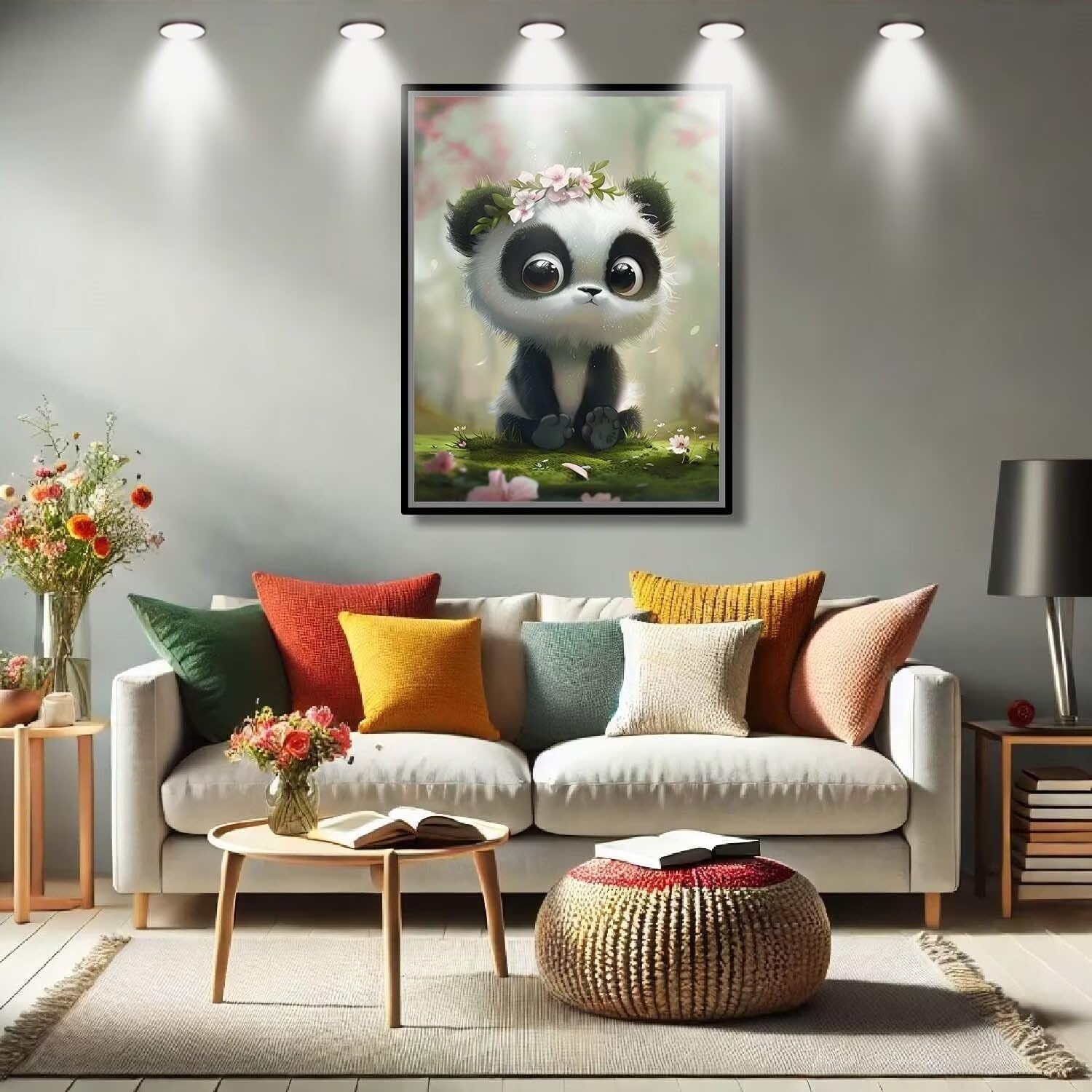 5D Peinture Diamant Adulte, Panda roux,Paysage Diamond Painting grand (120x160cm), DIY Painting Diamant Artisanat Strass Dessin pour Débutants, Diamant Mosaïque Painting pour Maison Decor 57F-9100