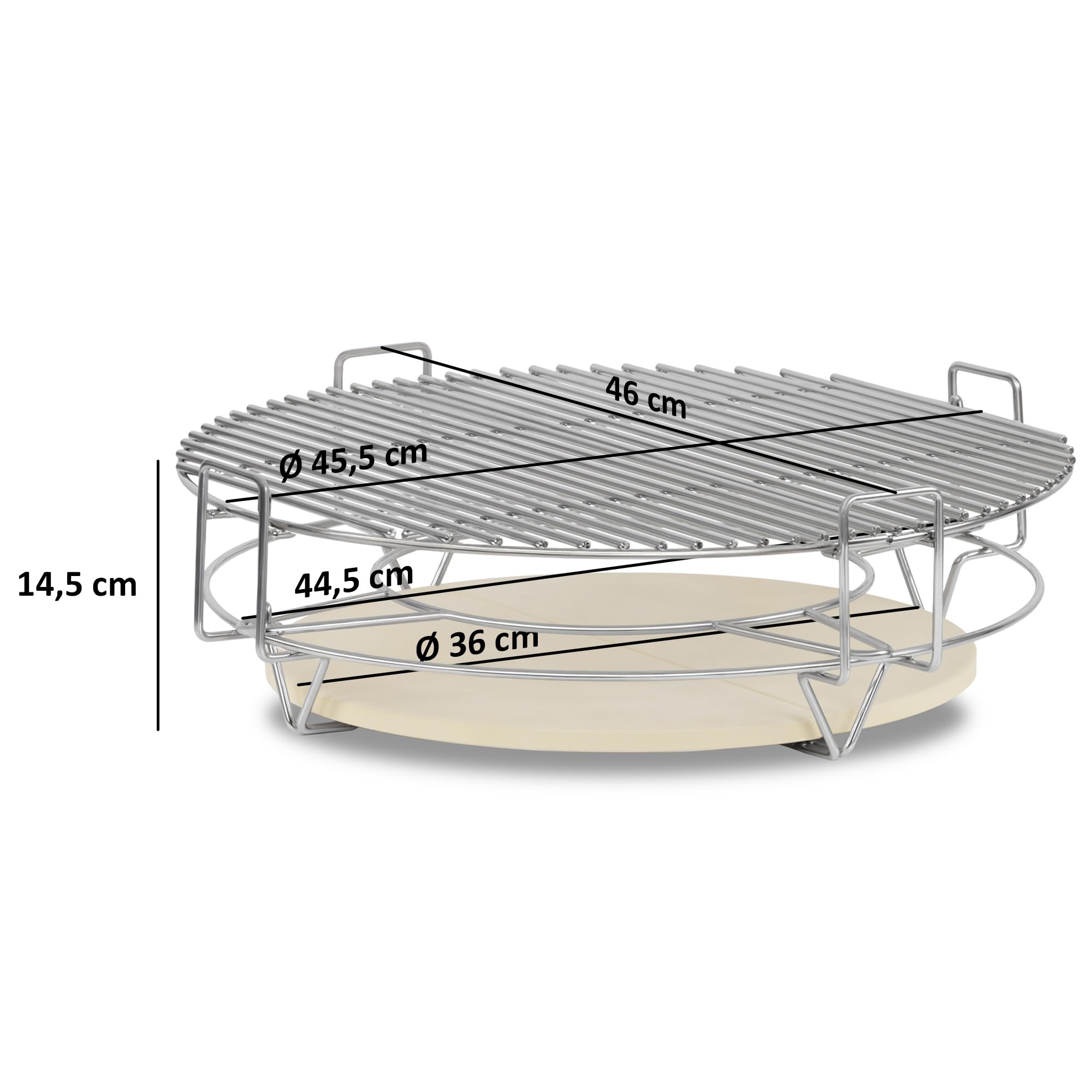 BBQ-Toro Sistema de cocción flexible para parrilla Kamado, diámetro de 52 cm, accesorio de parrilla de acero inoxidable de 3 niveles con parrilla y piedra para pizza, accesorios Kamado, accesorios