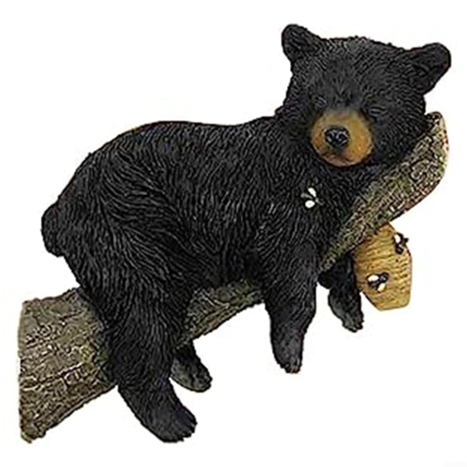 Statue d'ours noir sur branche d'arbre pour aménagement de cour et décoration de pelouse