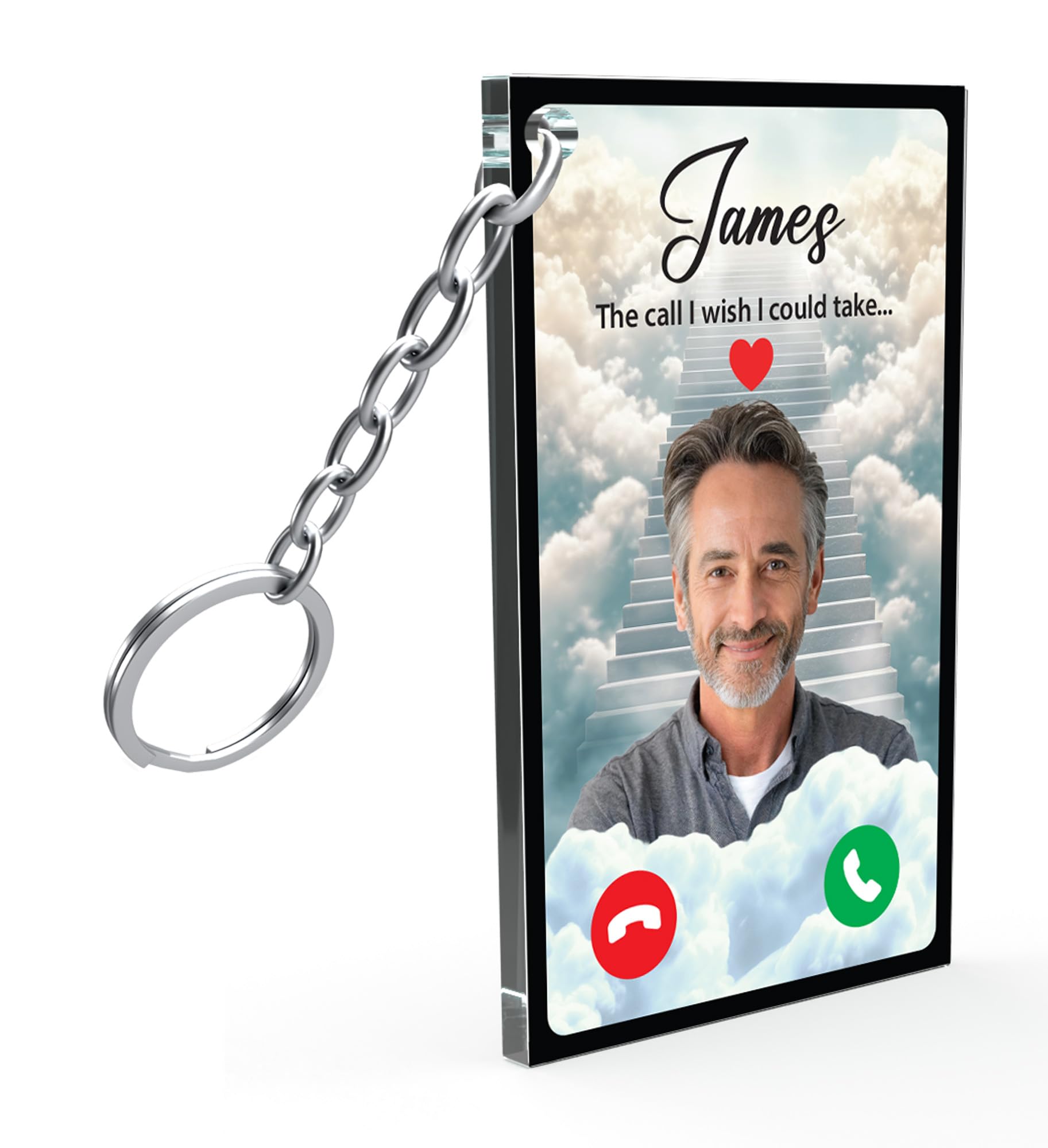 Star Online Personalised Memorial Acrylic Keyring Keepsake Gifts for Loss Loved One Remeberance Keychain Custom Photo Presents For Dad (Memorial Gifts - Clouds)