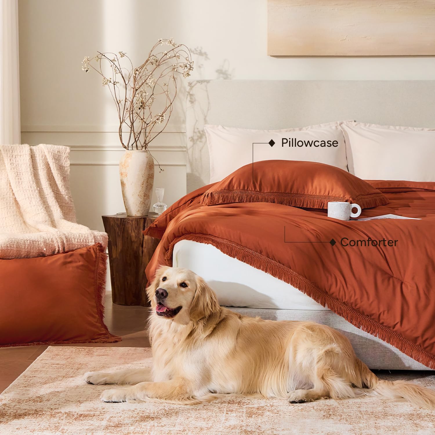 Andency Set copripiumino per letto king size, in velluto bianco crema, morbido e leggero, copriletto a quadri (269 x 243 cm, 2 federe abbinate), per tutte le stagioni