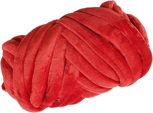 Colaxi Chunky Yarn Arm Knitting Yarn Washable Tube Giant Yarn Bulky Yarn Jumbo Tubular Yarn for Rug Making Baskets Pet Bed Cat House, Red