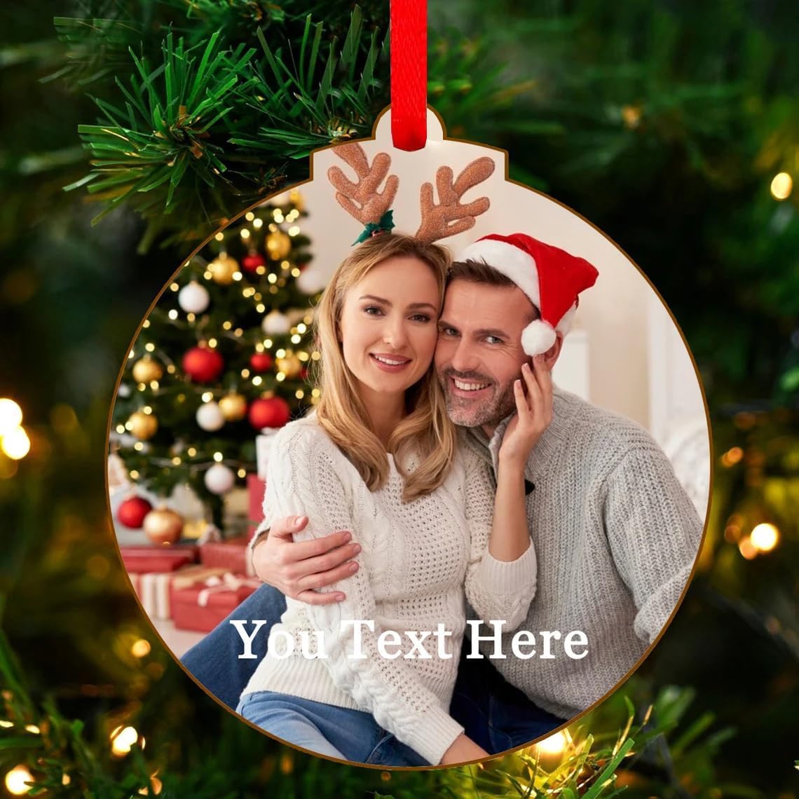 Ekam Round Personalised Christmas Tree Decorations With Photo Baubles 2025 Xmas Photo Gifts Decoration Ornament For Christmas Trees Xmas Gifts For Mom Dad Family Kids Friends (Round)