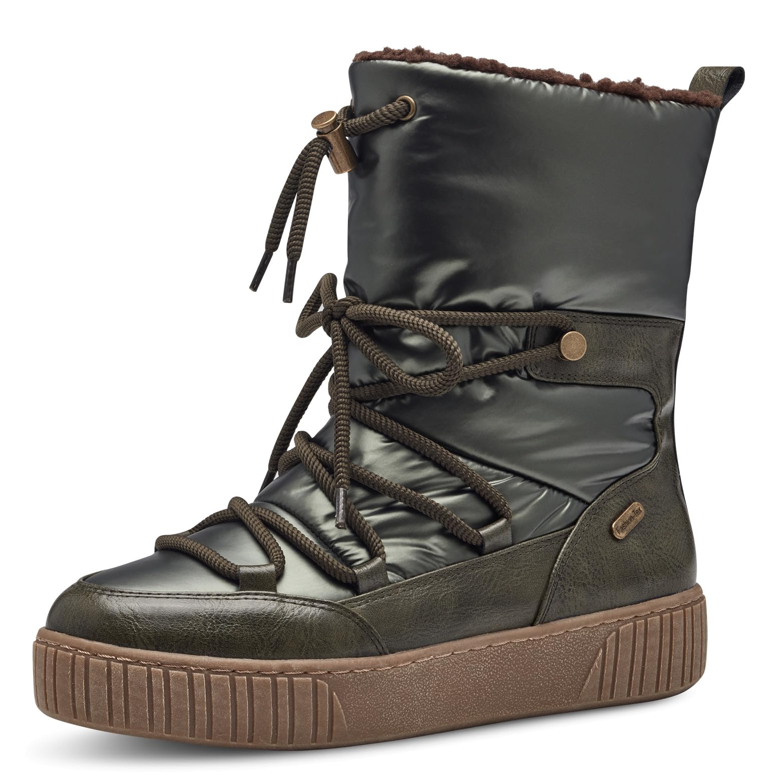 MARCO TOZZI Women's 2-26298-41 Warmlined Lace Boot, Khaki Metallic, 5