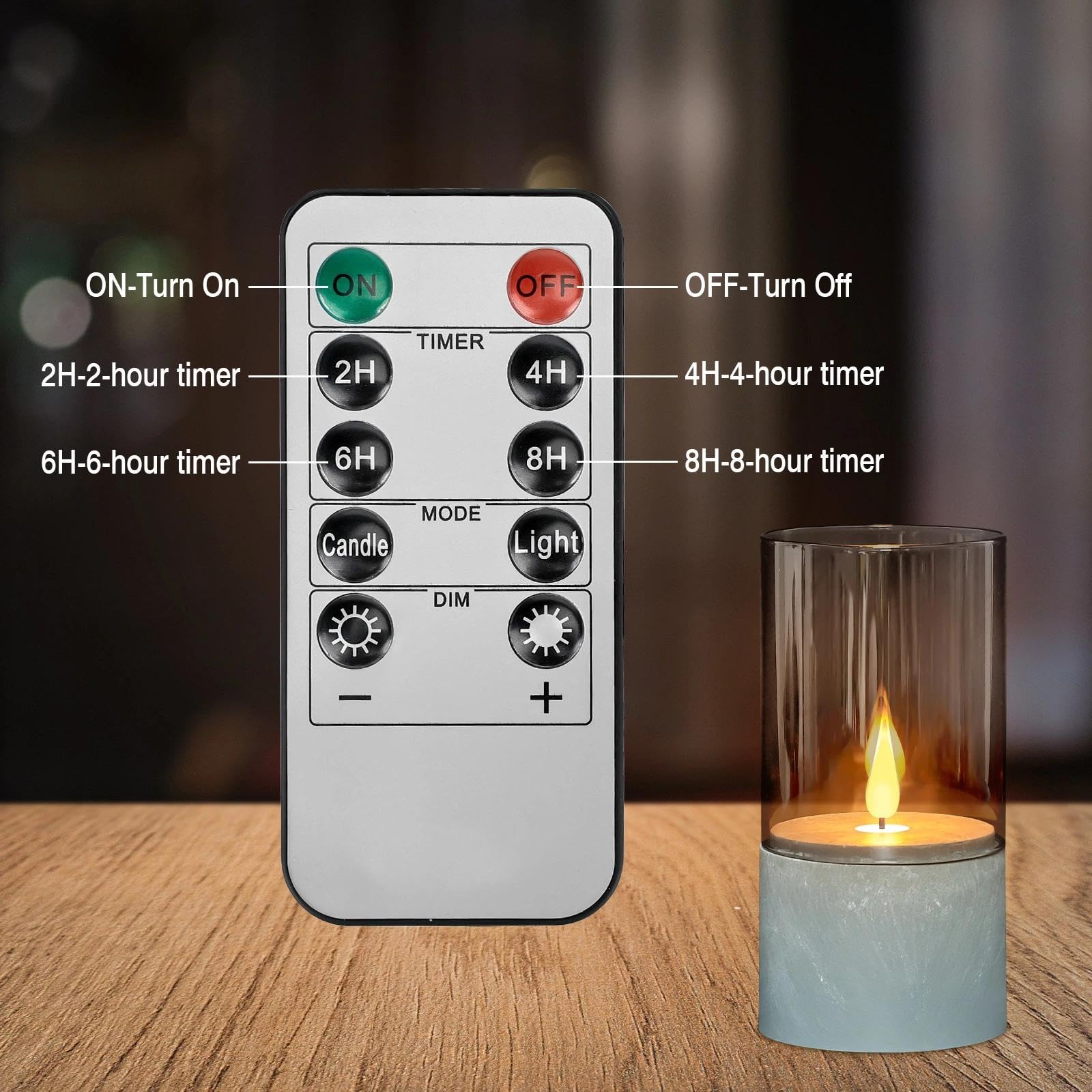 3 candele a LED, con fiamma tremolante, con funzione timer, 10/12,5/15 cm, senza fiamma con telecomando, per feste