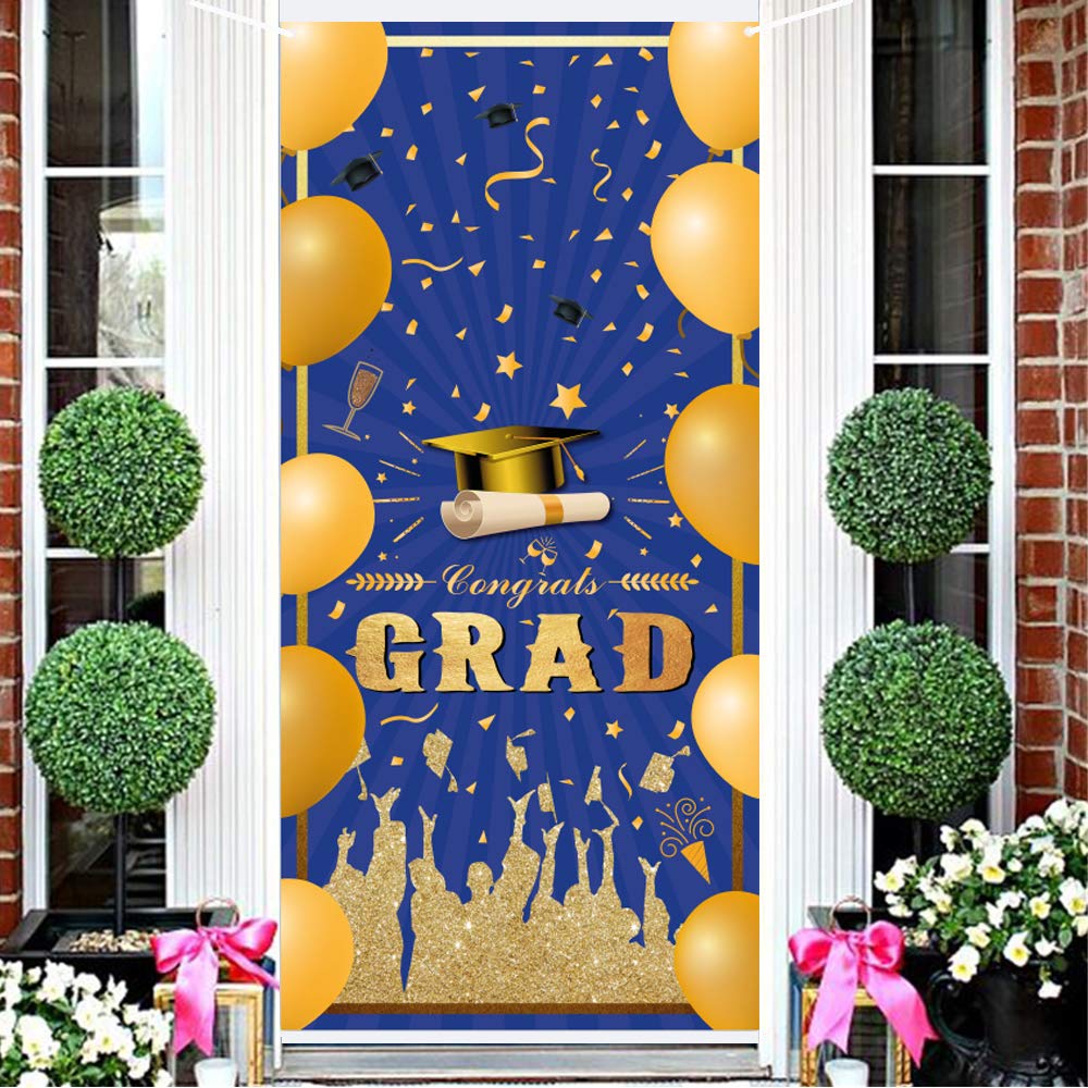 Buy Mocossmy Graduation Door Banner 2022,Large Blue Gold Congrats Grad