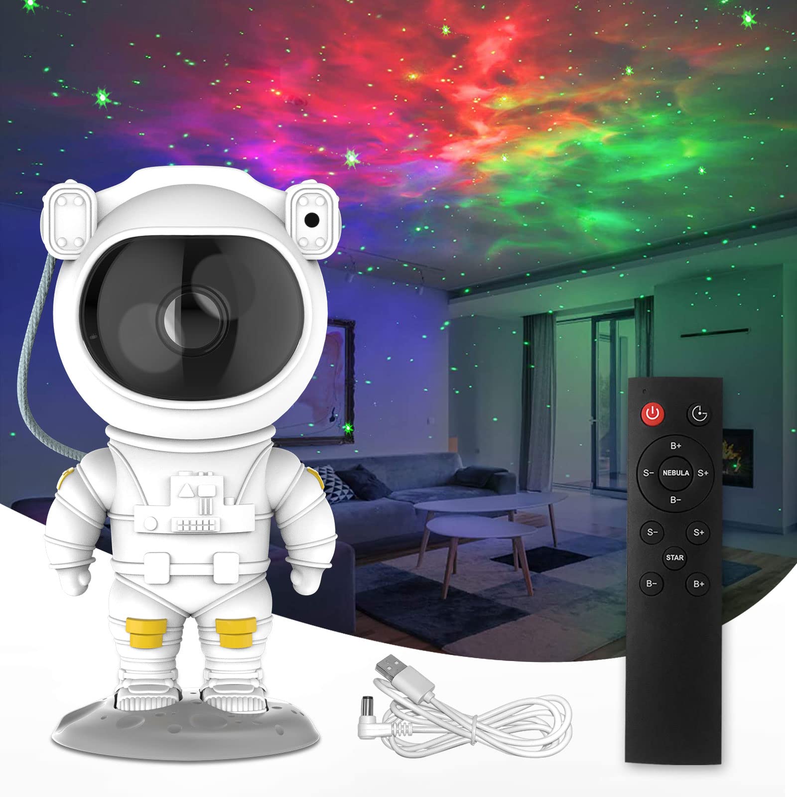 ZHULAOBANAstronaut Star Projector,LED Night Light for Bedroom,Star Projector Night Light for Kids,Ceiling,Gaming Room,Ecorative Starlight Projector,A Great Christmas/Birthday/Gift for Kids and Adults
