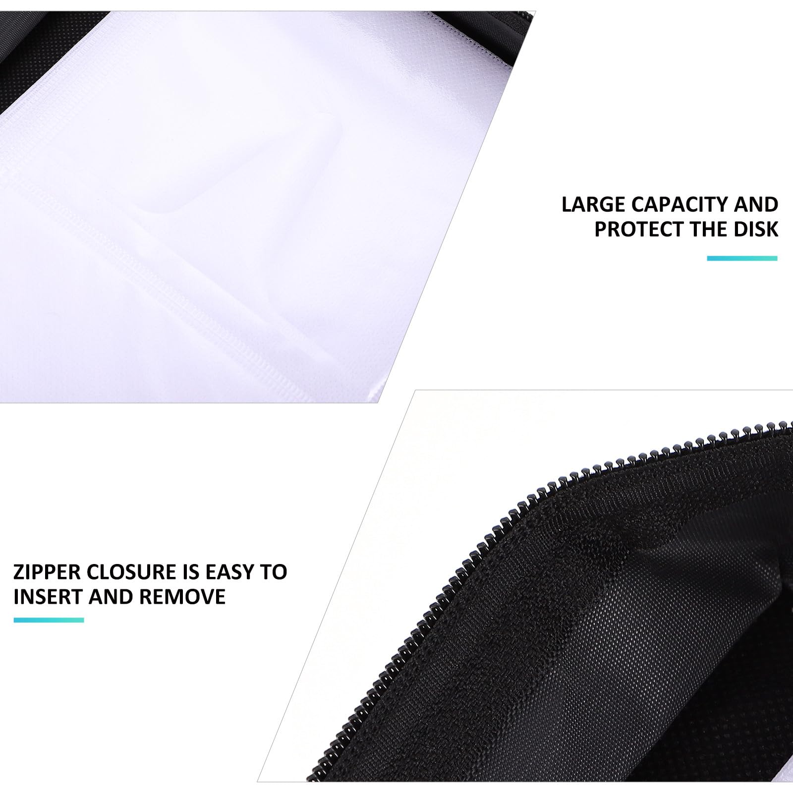 IMIKEYA Custodia per CD da 128 unità, borsa organizer portatile in similpelle nera, chiusura lampo, per viaggi, auto e archiviazione domestica