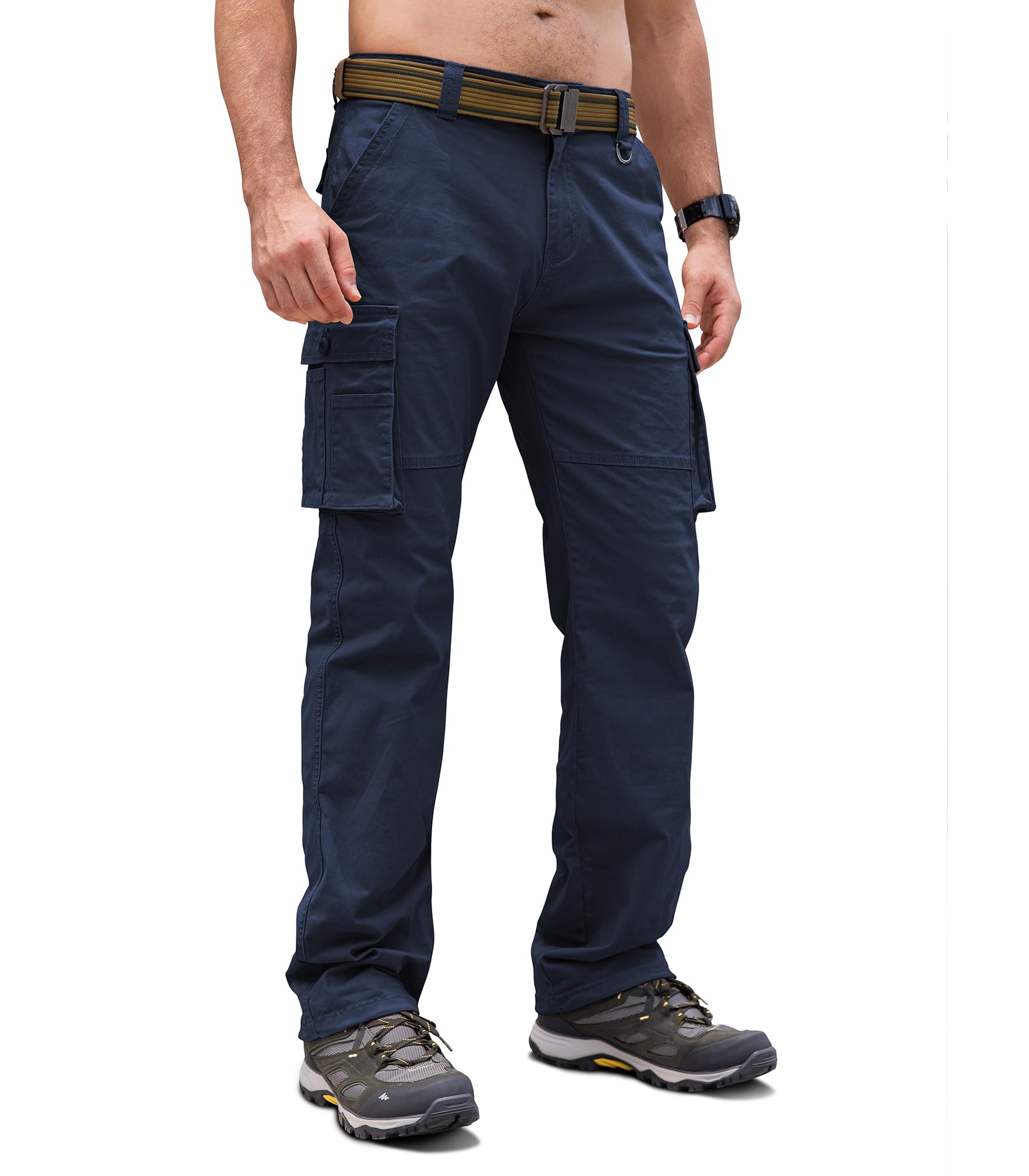 Cindeyar Cargohose Herren Relaxed Fit Baumwolle Wanderhose Herren Casual Arbeitshosen Männer Outdoor Militär Taktische Hosen mit Multi Taschen