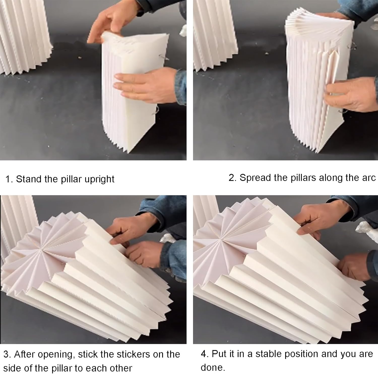 Foldable Cylinder Pedestal Tables - DIY Accordion Paper Columns Display Stands for Wedding Dessert Tables, Event Decoration, and Party Centerpieces (D)