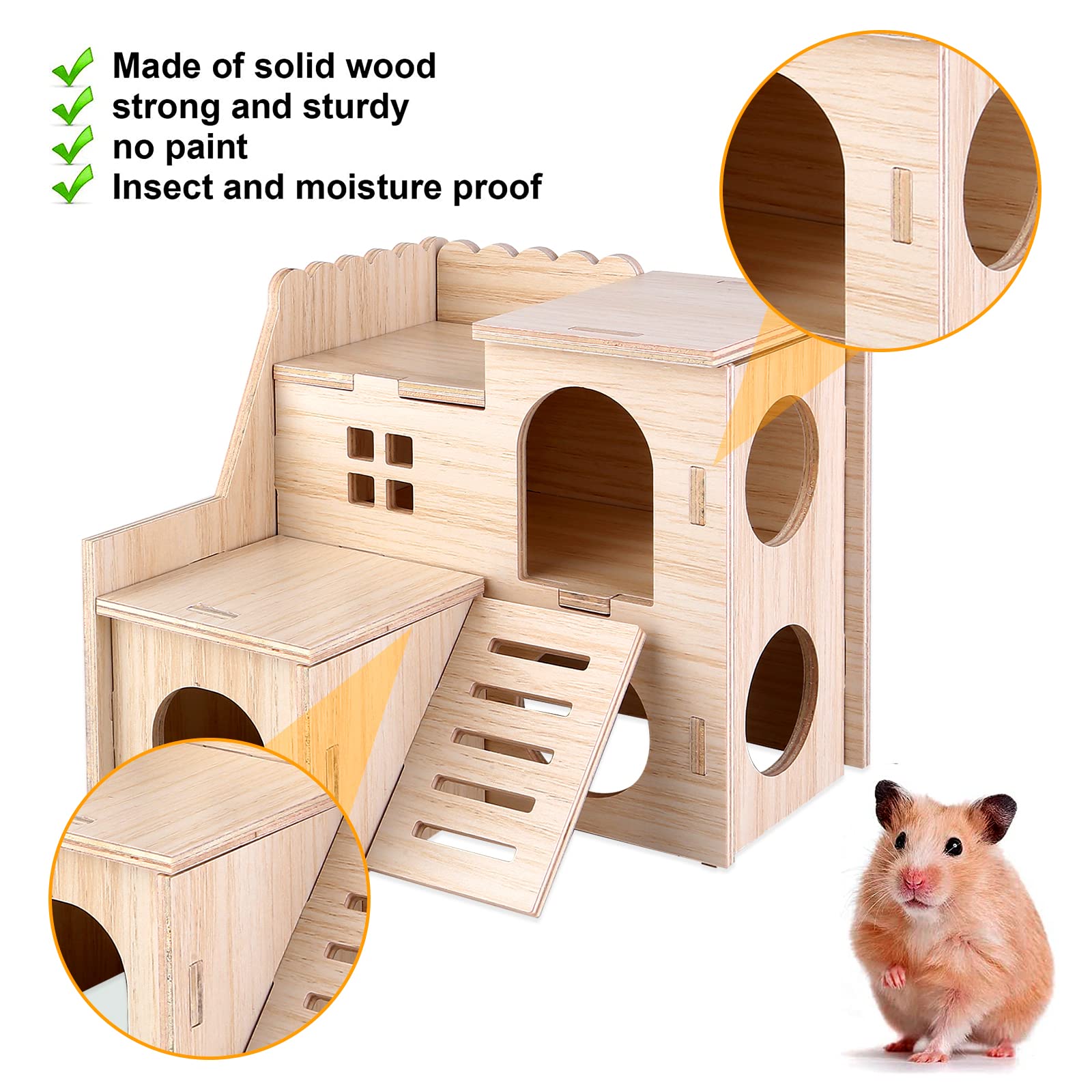 Maison En Bois Pour Hamster, Cabane En Bois Pour Petit Animal De
