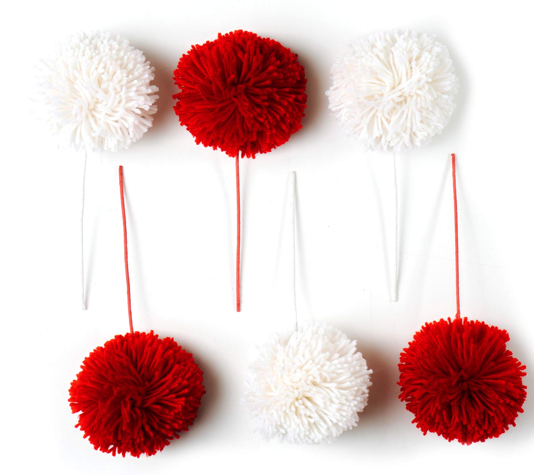 CraftMore Red and White Pom Pom Pick 10" Set of 6