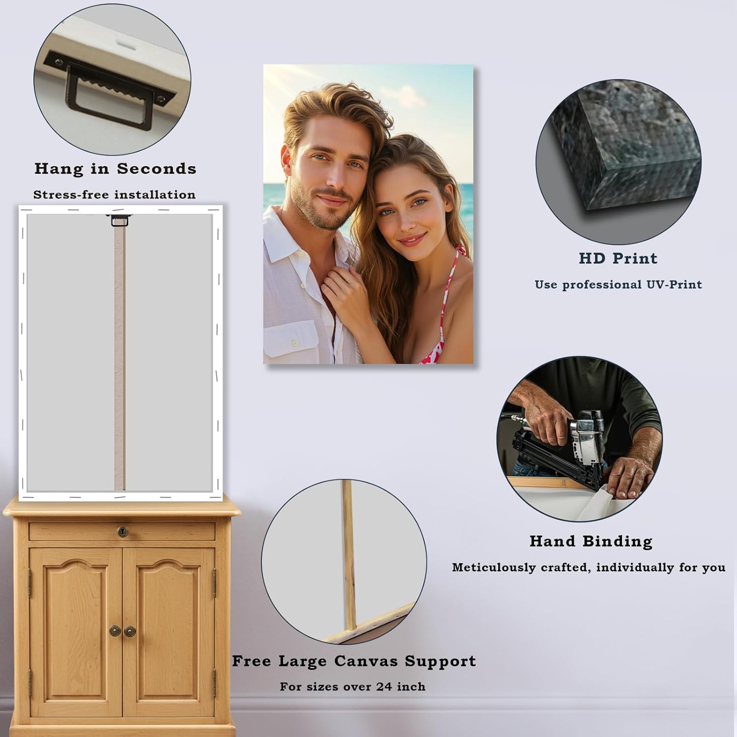 Liferyx Custom Canvas Prints With Your Photos – Personalized Wall Art, Custom Framed Canvas for Graduation, Wedding, Baby, Pet, Family, Travel, Home Décor 28''x40''