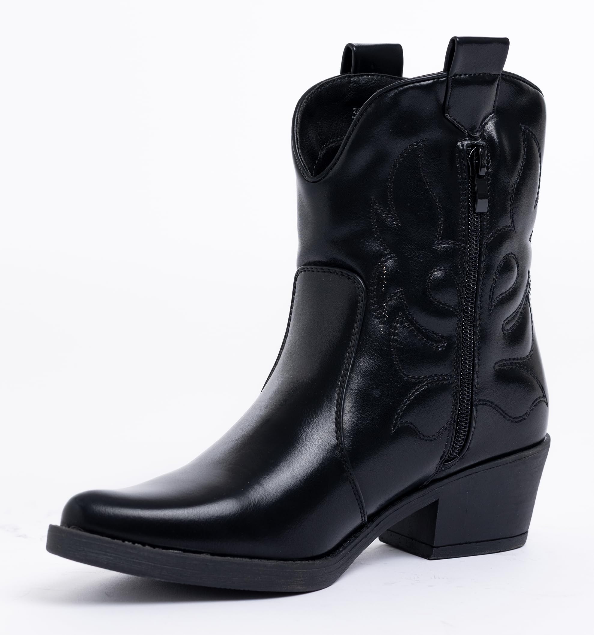 Stivali Texani Donna Western Stivaletti Cowboy con Tacco Largo Design Vintage Elegante A31