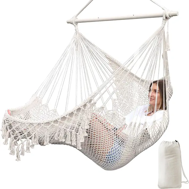 Chaise Hamac Suspendue en Coton - Siège Large et Pliable pour Confort Optimal