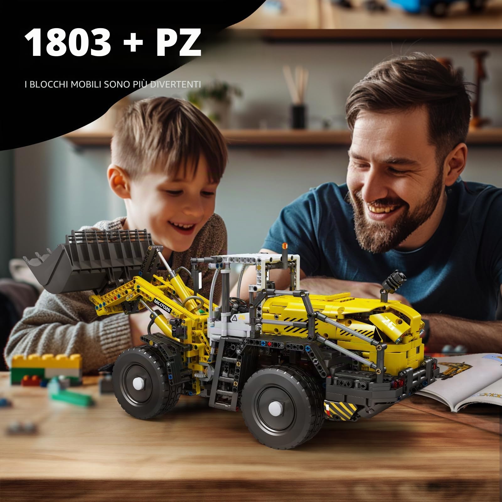 Mould King 17026 Bulldozer pneumatico tecnico L550 Modello Building Blocks, telecomandato con motori, mattoni da costruzione motorizzati per caricatori idrostatici, giocattoli di ingegneria STEM per