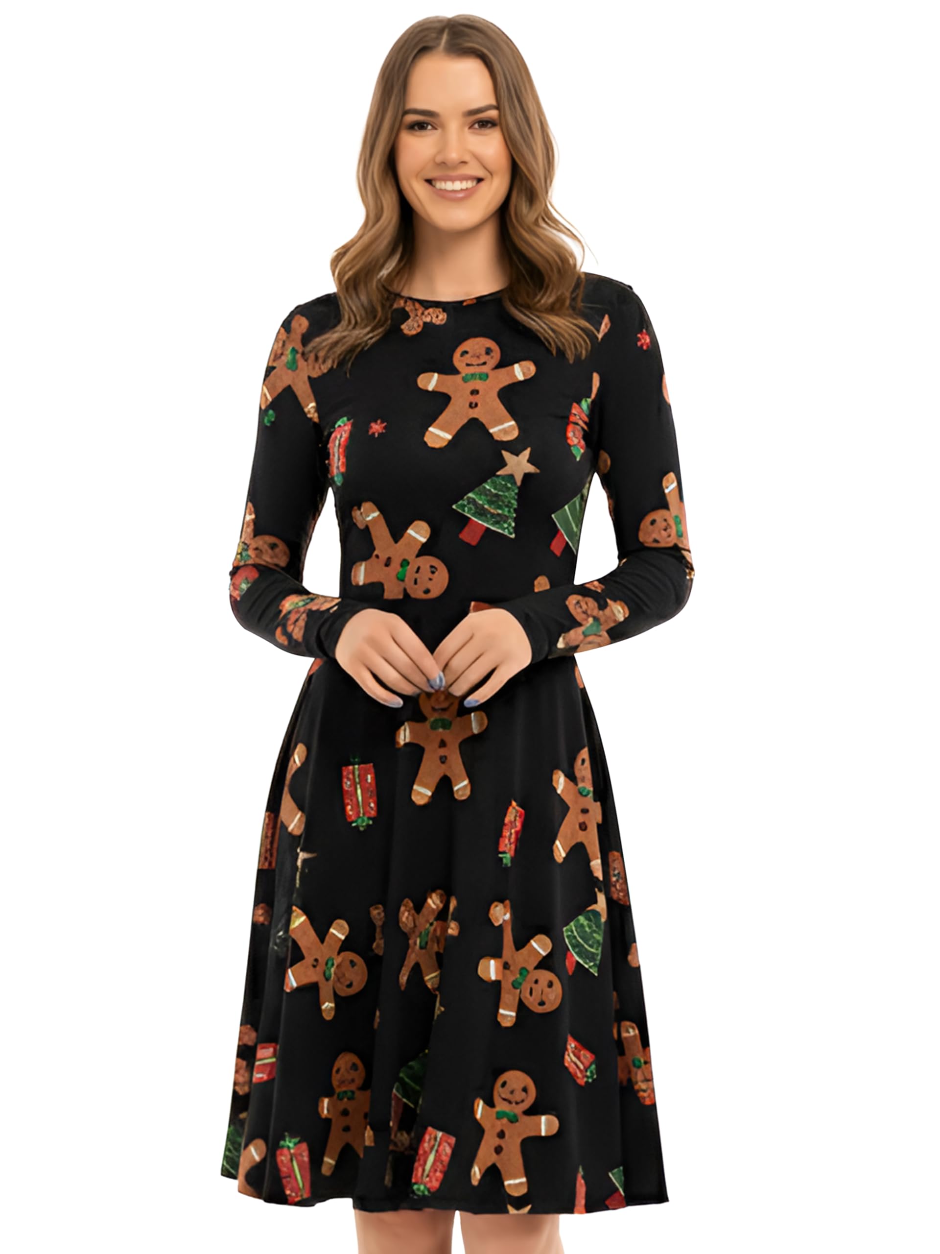 Love My Fashions Christmas Dresses for Women UK Xmas Party Costume Adult Reindeer Snowman Santa Snowflake Swing Skater Printed Novelty Tops