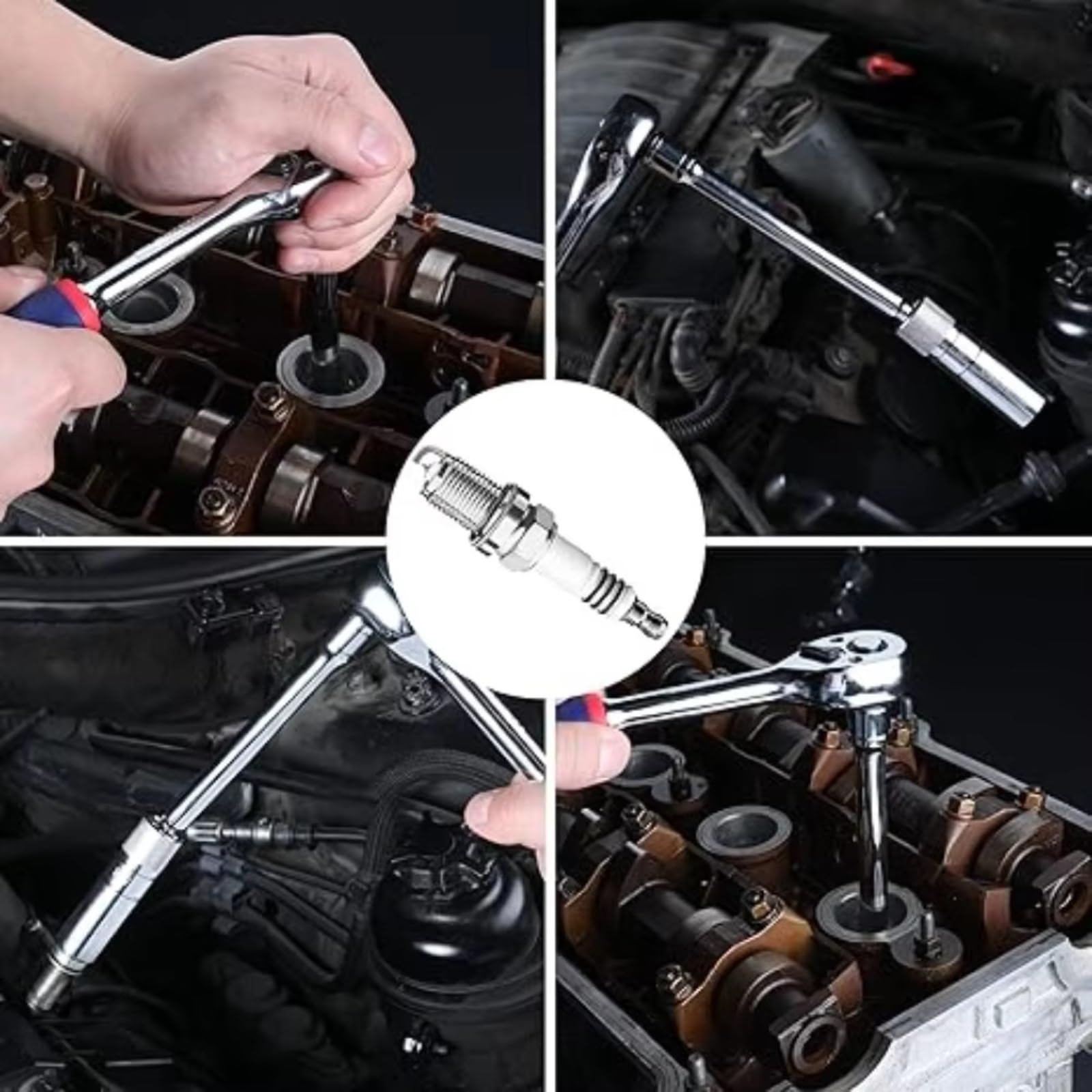 14Mm Lunghezza Girevole Sottile per Candele Parete Accensione A Calza per Strumento Rimozione Magnetica della Chiave della Candela Auto Chiavi Le Candele