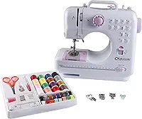 Máquina de costura portátil de 2 pontos com lâmpada e cortador de pedal - Eletrodomésticos - Kit de costura de 2 velocidades - Máquina de costura para iniciantes - Kit de costura - Acessórios de