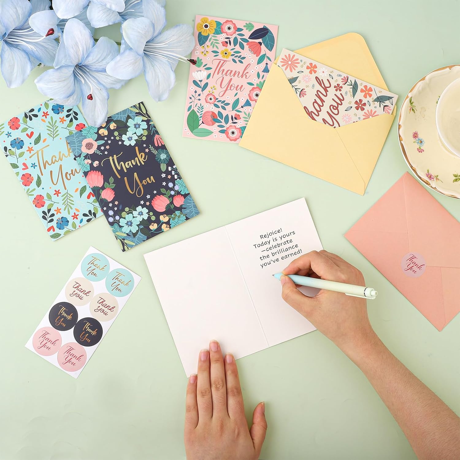 24 Pack Thank You Cards with Envelopes, 4x6 Inch Thank You Notes with Envelopes & Stickers, Greeting Cards for Birthday, Wedding, Baby Shower, Graduation, Easter, Mother's Day, Teacher's Day - Image 4