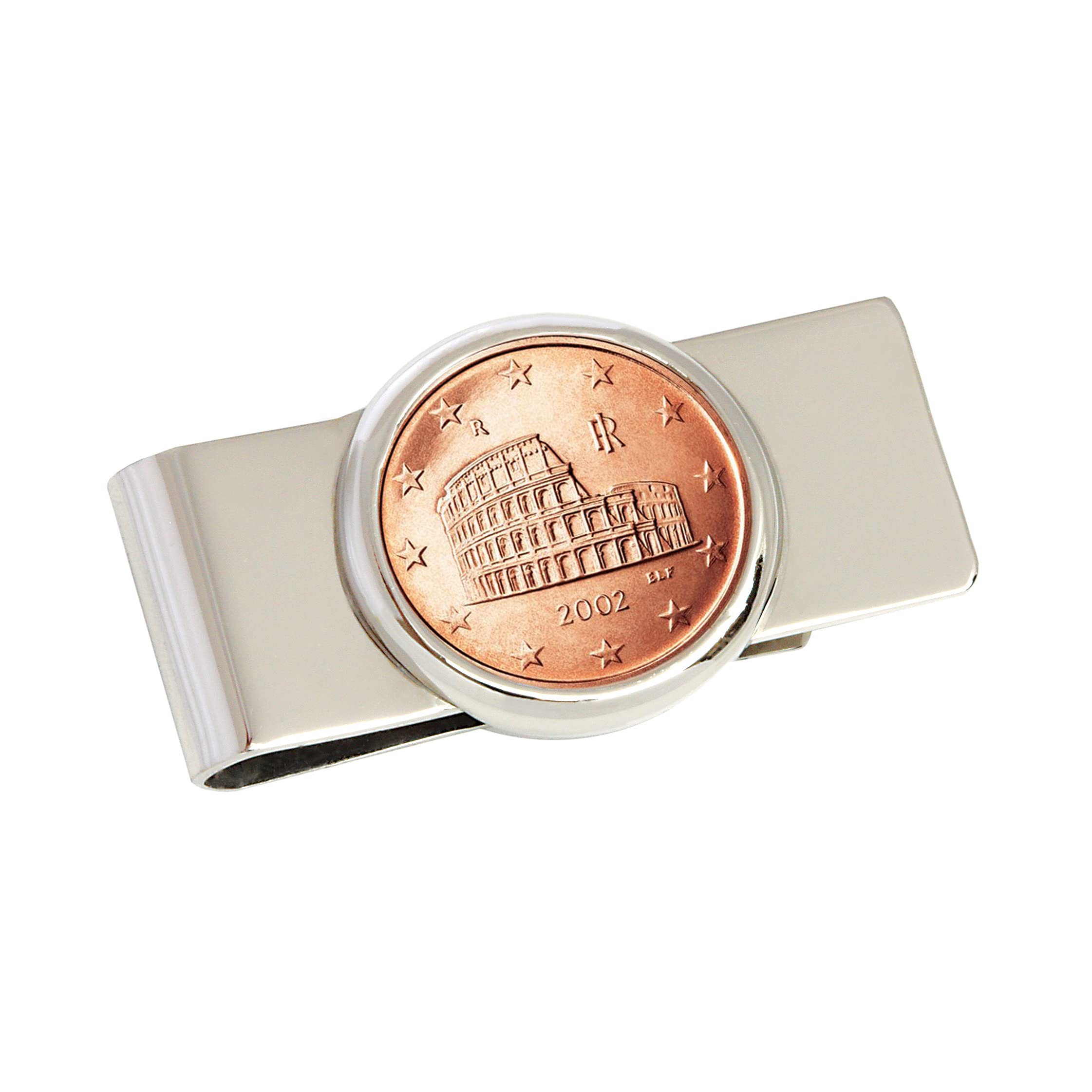 Italian Amphitheatre Five Cent Euro Coin Silvertone Money Clip-image-42