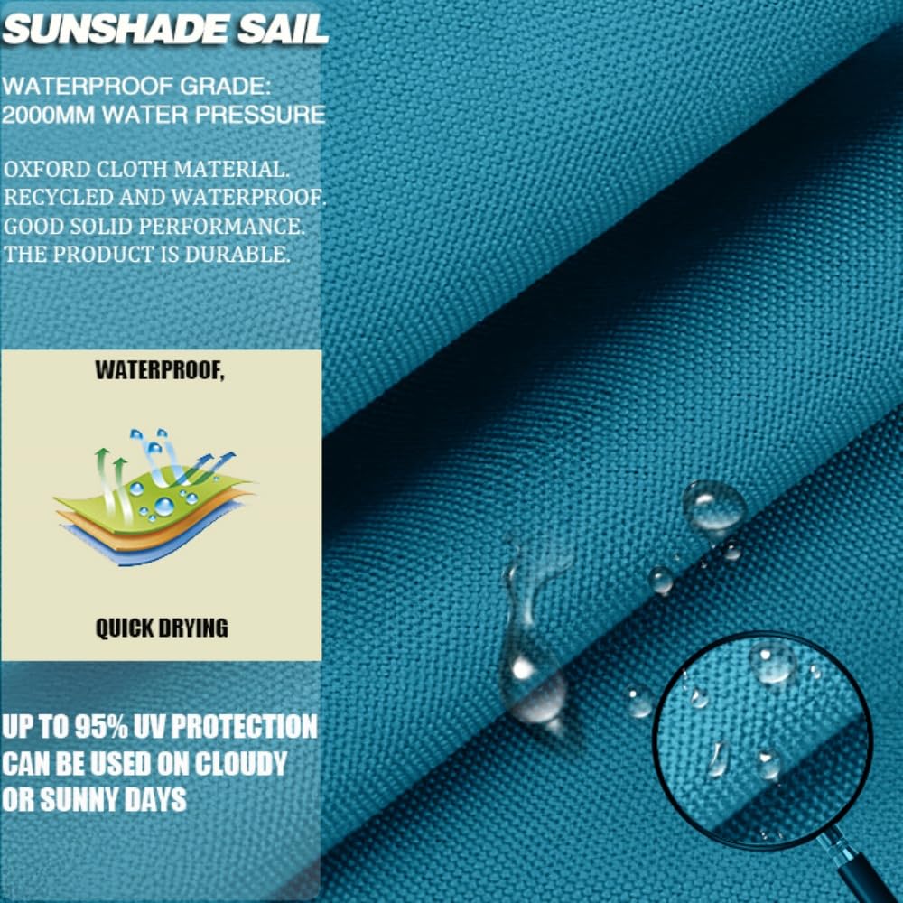 Voile D'ombrage Triangulaire 3x4x5m Toile d'ombrage Protection Solaire Protection UV 95% Résistant À l'eau pour Jardin terrasse Piscine(Bleu lac)