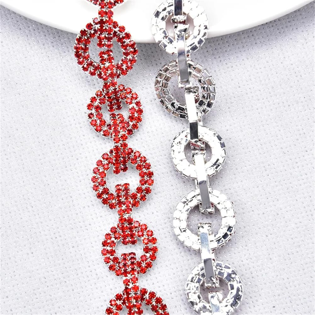 Plated Round Circle Rhinestone Claw Chain Crystal Sewing Metal Applique Trimming Crystal 90cm
