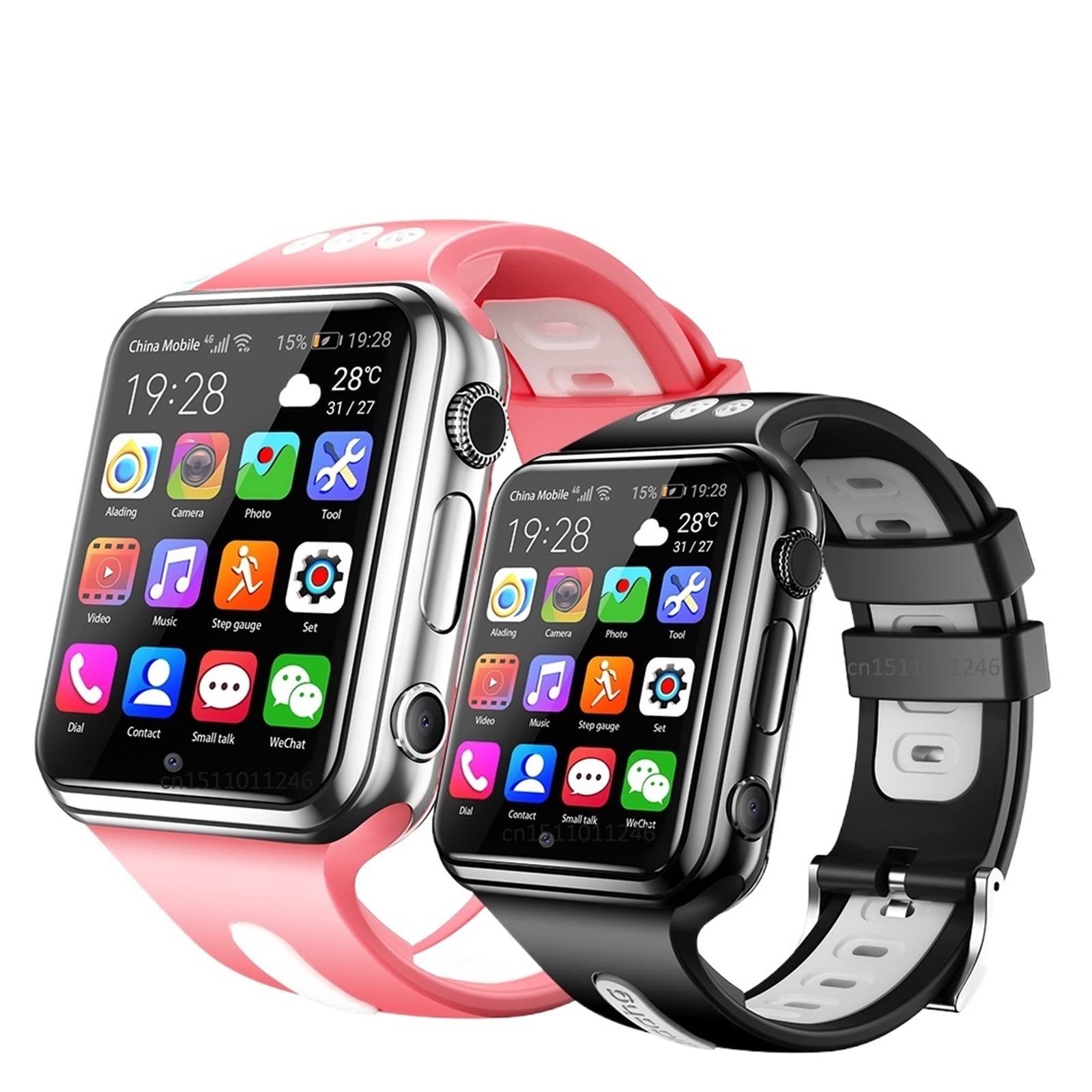 GABLOK Smartwatches 4G GPS WiFi Posizionamento Studenti Bambini 9.0 Sistema Bluetooth SIM Card Elettronica (colore : Silver1-pink1, Dimensioni: 1)