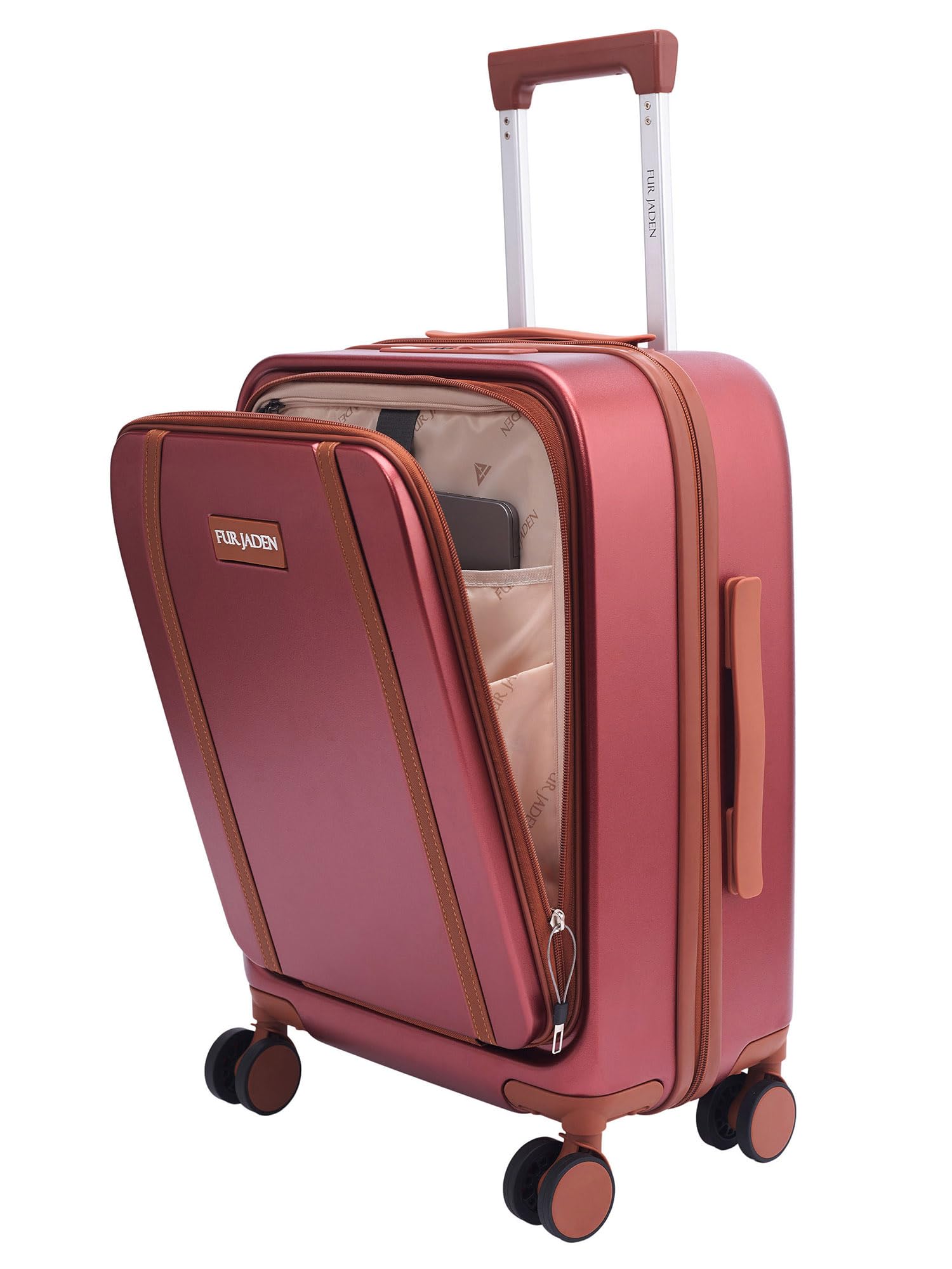 fur jaden The Wayfarer 55cm Cabin TechPro Polycarbonate Suitcase I USB-C Charging Port I Laptop Compartment I 8 Silent Shock Absorbing Wheel I TSA Lock I Aviation Grade Trolley (Maroon, TechPro)-picture-11