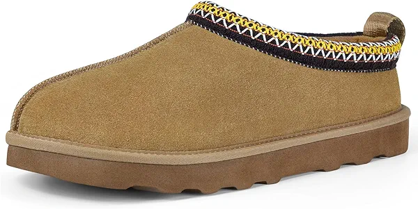 ATHMLIE Mens Slippers Tasman House Slippers for Men Short Ankle Mini Suede Boots for Outdoor Indoor Non Slip Thin Sole Warm Fur Lined