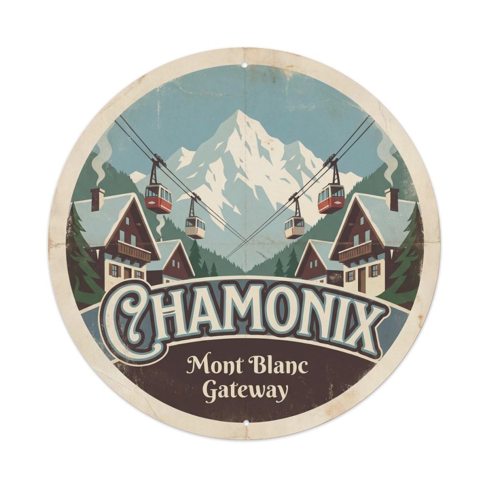 Vintage Travel Chamonix Mont Blanc Metal Tin Sign Plaque