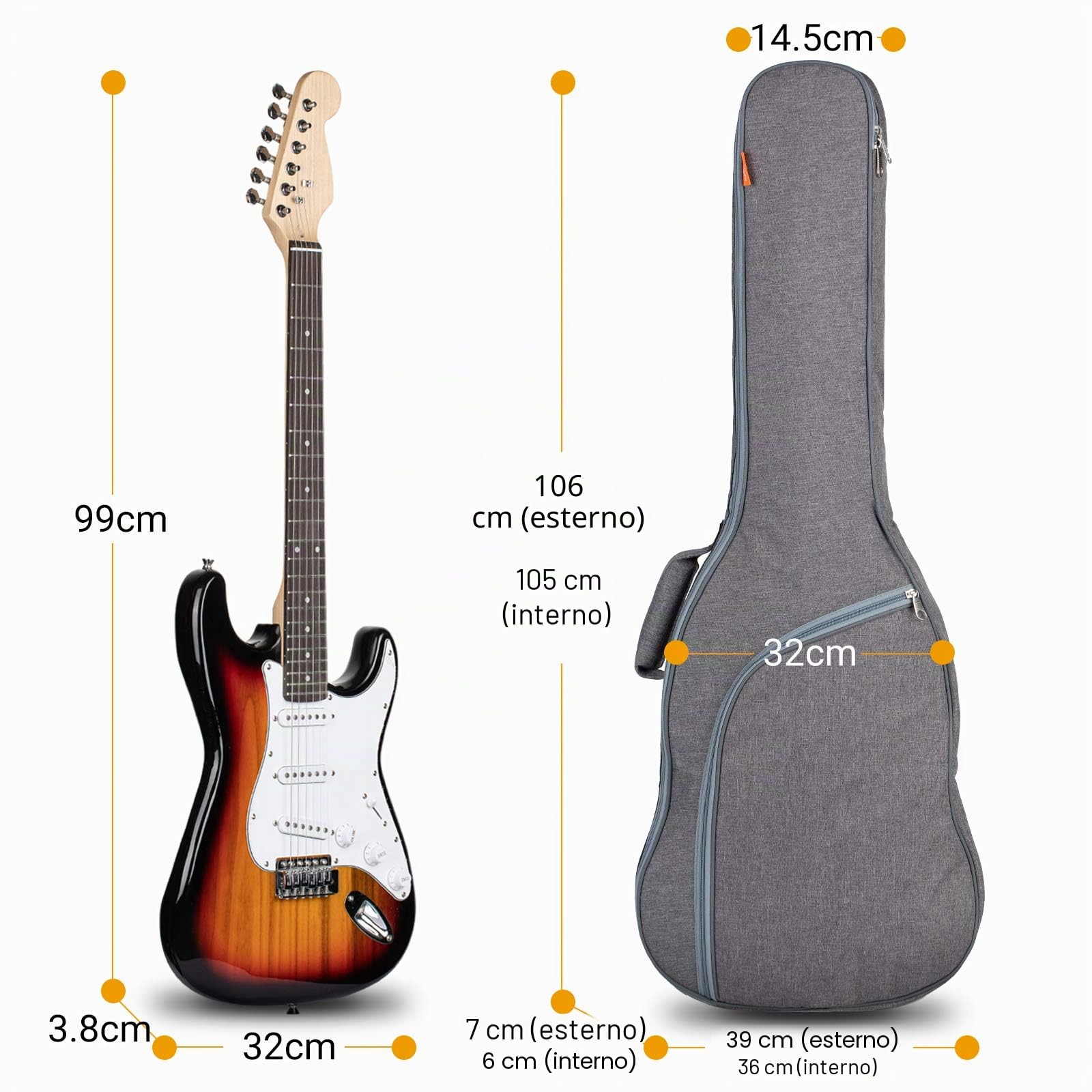 CAHAYA Custodia per chitarra elettrica, 6 mm, imbottita per chitarra elettrica, custodia morbida per chitarra, con tasca anteriore