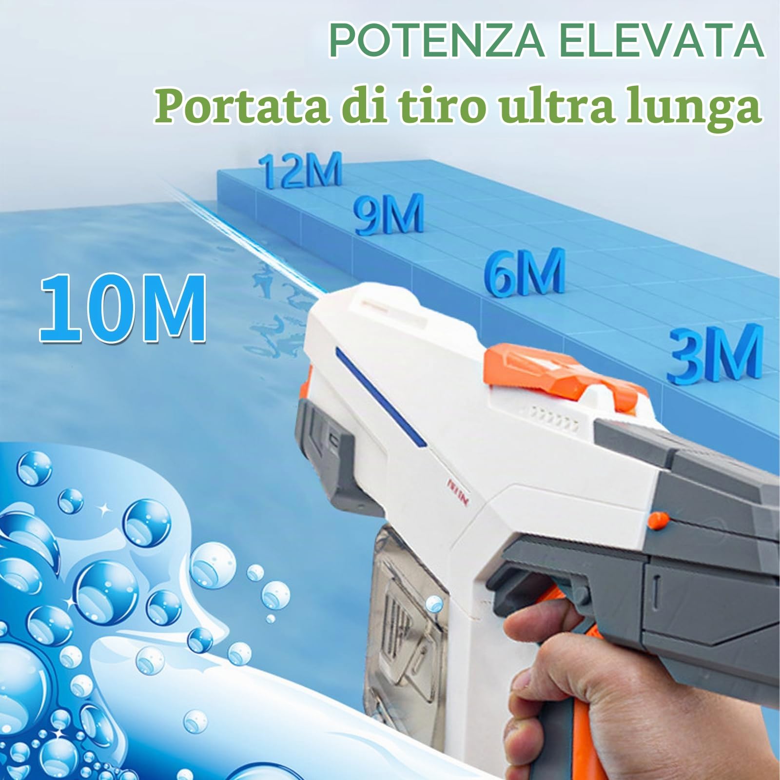 Pistola ad acqua elettrica potenziata,Pistole ad Acqua Potenti a Lunga Distanza,Pistola ad Acqua Auto Aspirazione,Pistole ad Acqua Elettriche,Pistola ad Acqua Elettrica per Bambini e Adulti