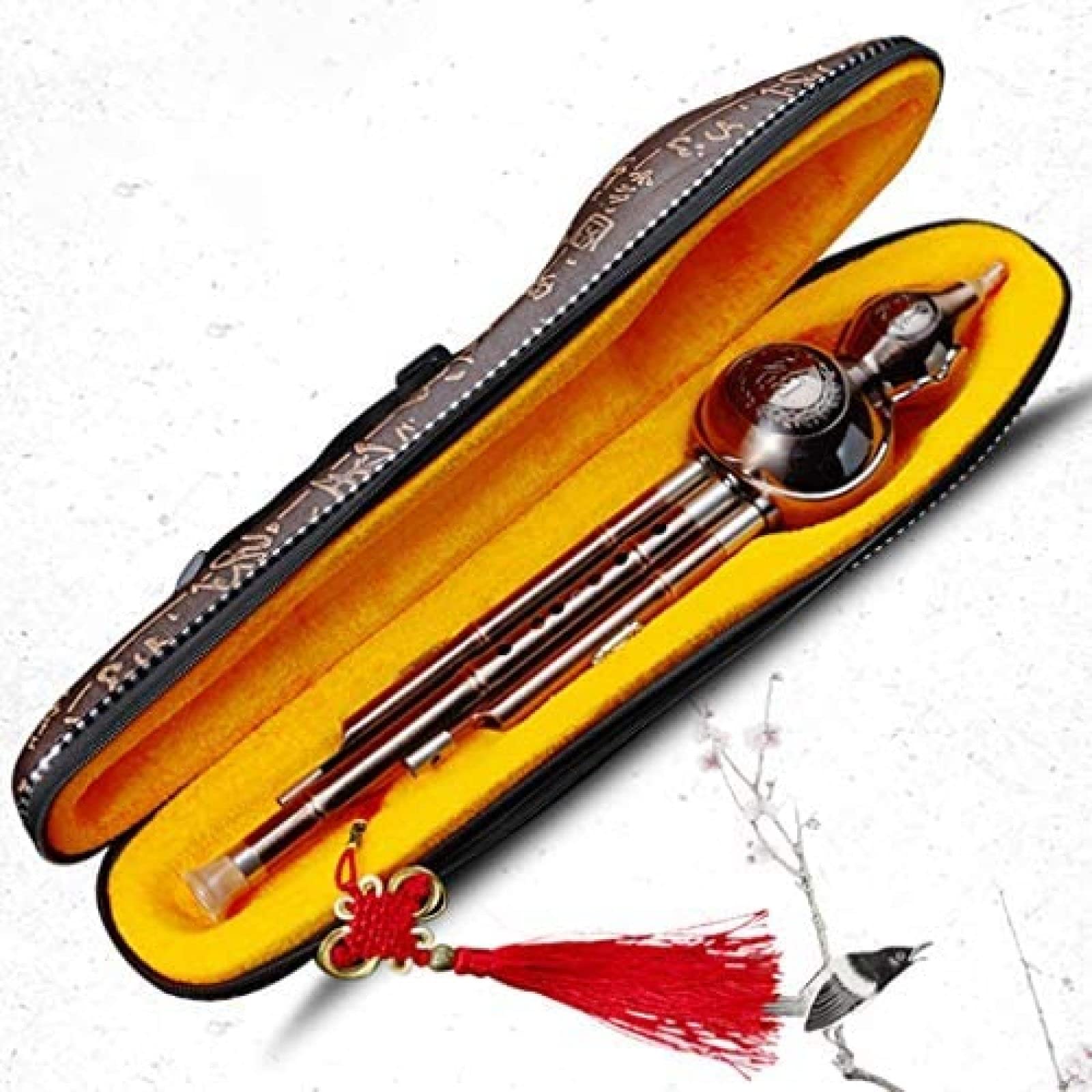 Hulusi, Gourde Flûte, Cucurbitacées Flûte Traditionnel Ethnique Durable Cuivré Hulusi Gourde Flûte Salle De Concert Jouant Long Instrument À Vent Débutants Contact Instrument À Vent,Cuivré,C-CLÉ,C