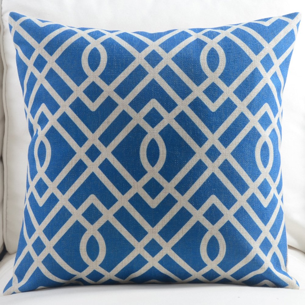 Coussin de canapé géométrique en coton mélangé premium, oreiller lombaire 55x55 cm