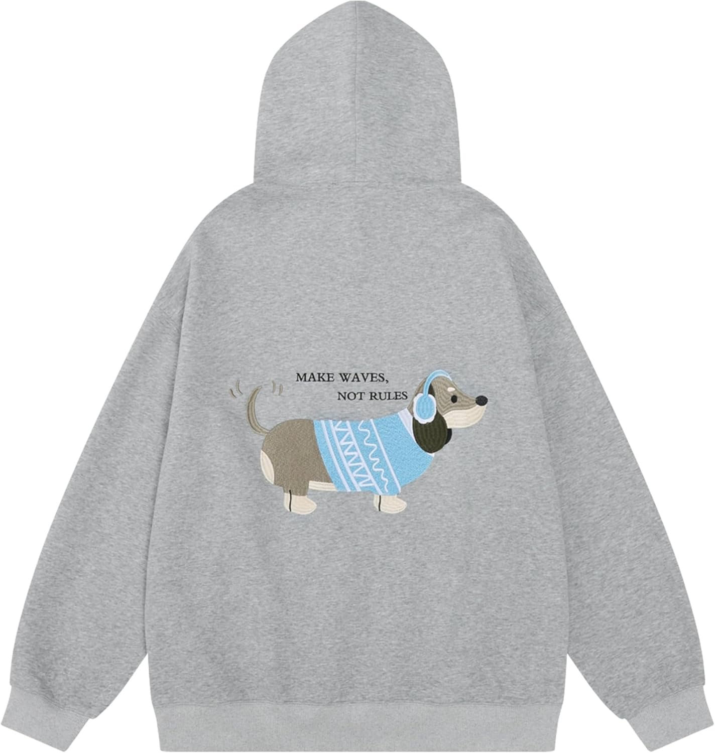 Aelfric Eden Headset Dachshund Hoodie Graphic Hooded Sweatshirt Loose Vintage Unisex Long Sleeve Pullover