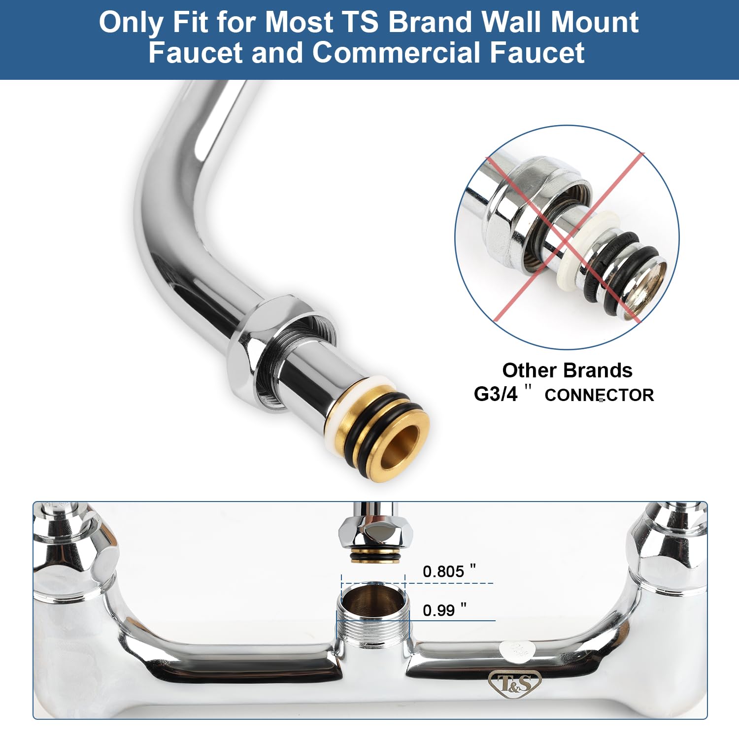 Phivan Commercial Faucet Parts 12 Inch Swivel Spout Replacement Kit For Commercial