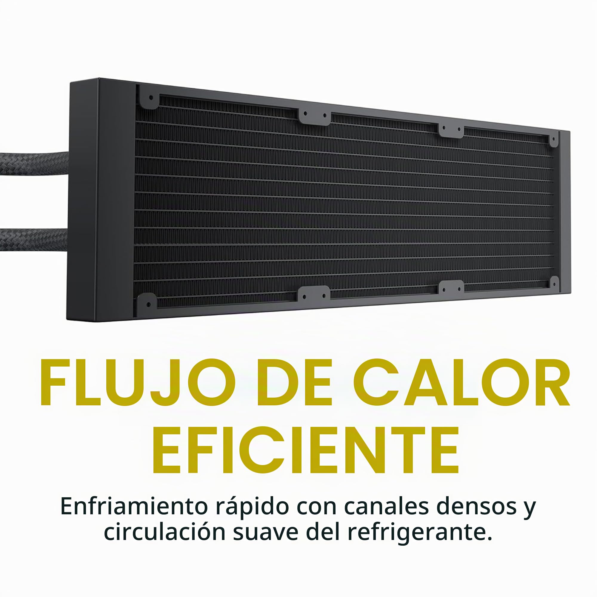 Geometric Future Eskimo Pro - Enfriador de agua líquido AIO CPU de 420 mm - RGB PWM Squama 2503B ventilador de 140 mm x 3 - Compatible con Intel® LGA 1700, AMD®AM5 - Negro (GEO-EP-42B)