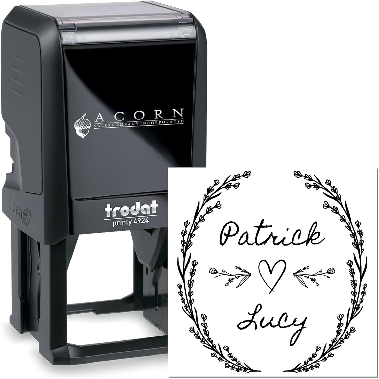 Custom Wedding Monogram Stamp | Love Blooms Elegant Save The Date Name Stamp for Wedding Invitations, Thank You Cards & RSVP | Personalized Wedding Stationery Stamp 1-5/8" Square Self-Inking