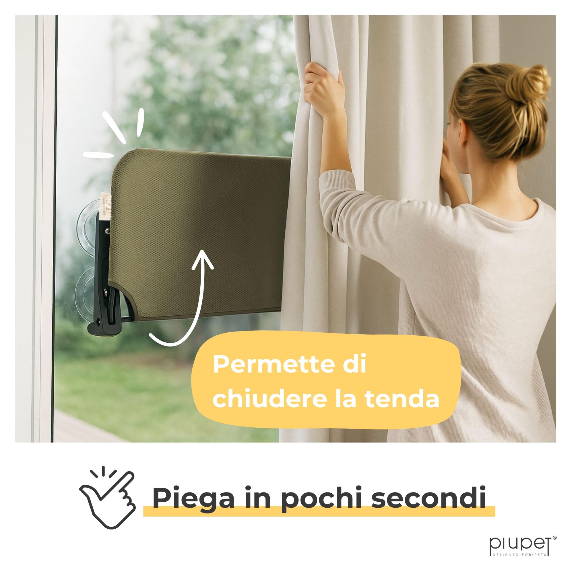PiuPet® Lettino galleggiante per gatti da finestra - Lettino pieghevole e salvaspazio per gatti con ventose I Amaca reversibile per finestre | gatto accessori (Verde)