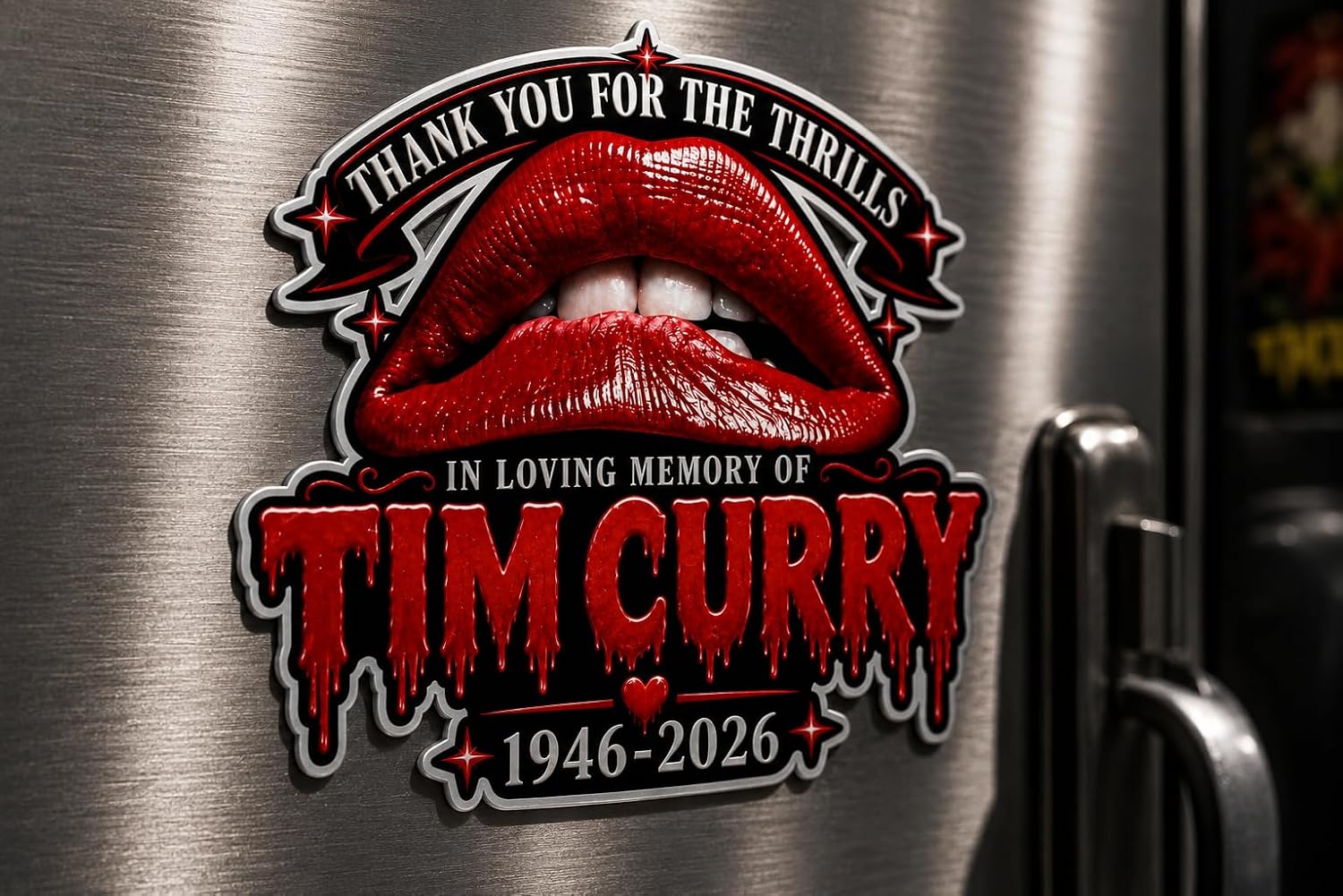 Tim Curry Memorial Tribute Magnet 5.5" Remembrance Fan Gift Acting Legend Magnet Keepsake 1946 Rocky Horror Lover Premium Vinyl Music Magnet Sticker Memorabilia CCM109 image 4