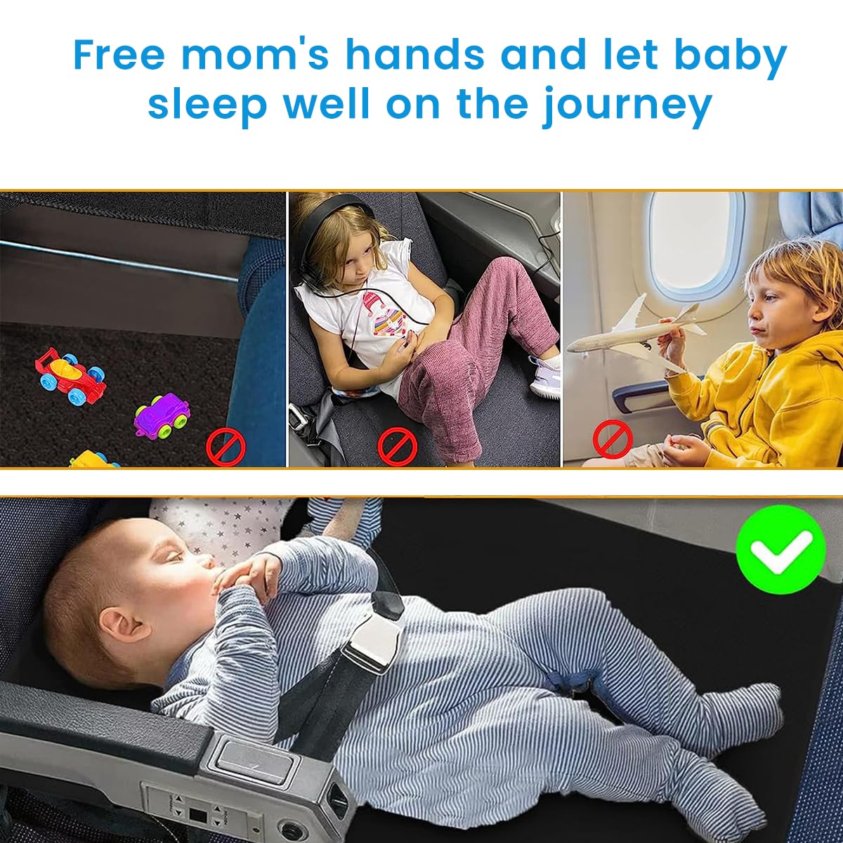 HASTHIP Airplane Seat Extender for Kids, 78 * 43cm (Black), Footrest