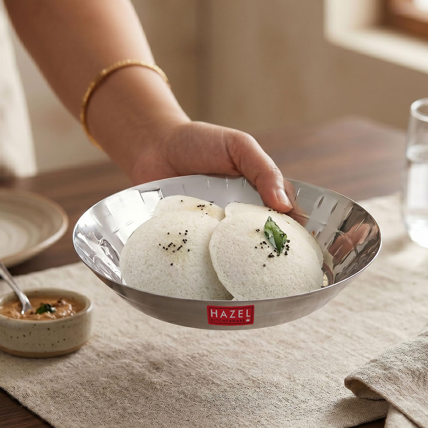 HAZEL Stainless Steel Snack Plate - Hammered Design -15